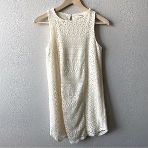 Sleeveless Cream Scalloped Lace Dress by Monteau Los Angeles